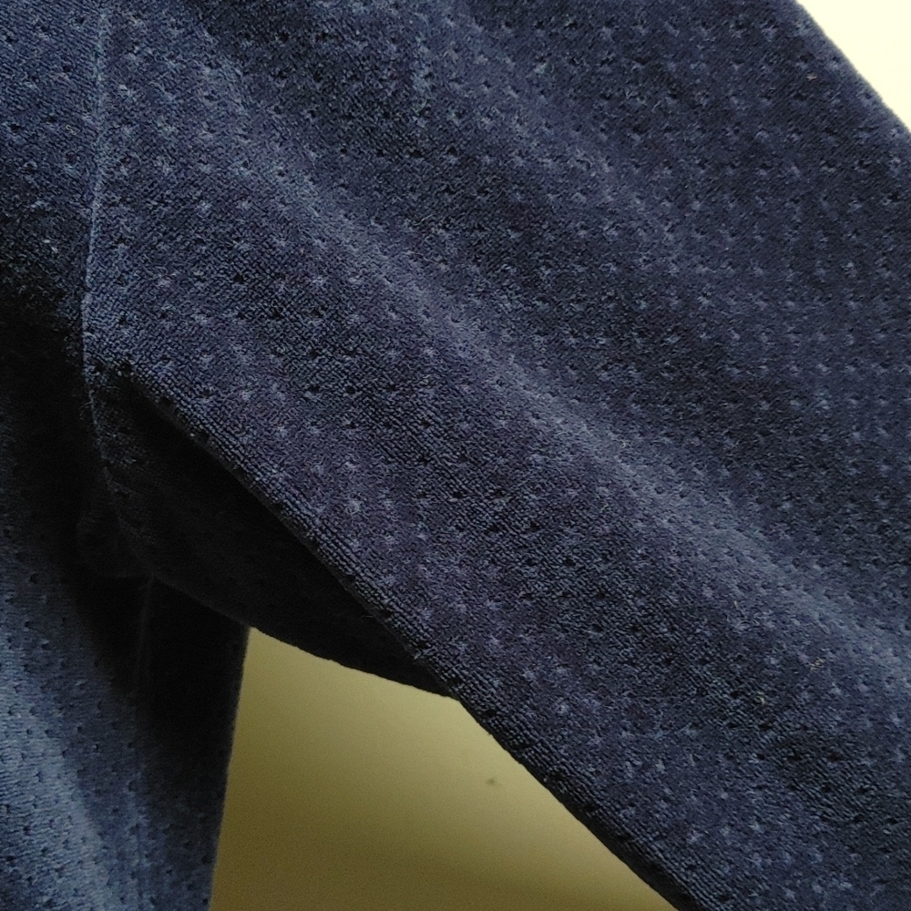 Blue Embossed Velvet Long Sleeve Maxi Dress Muffler Pocket M - Picture 10 of 12